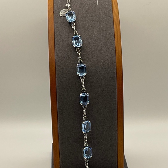 Vintage Catherine Popesco Blue and Silver Bracelet - Picture 1 of 12